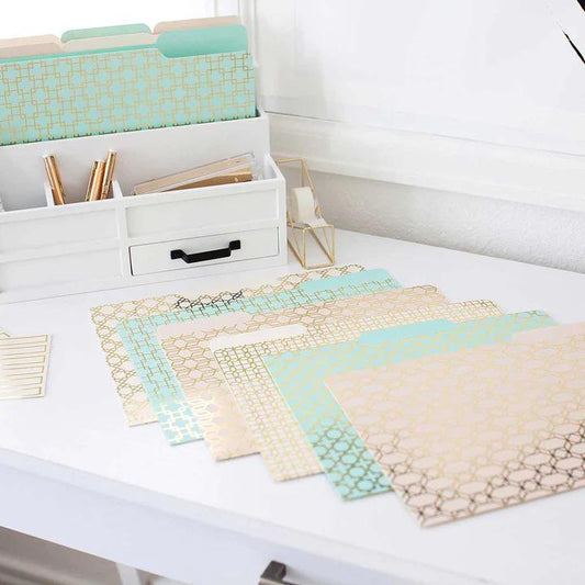 Glam File Folders (Pink, Aqua, Cream)