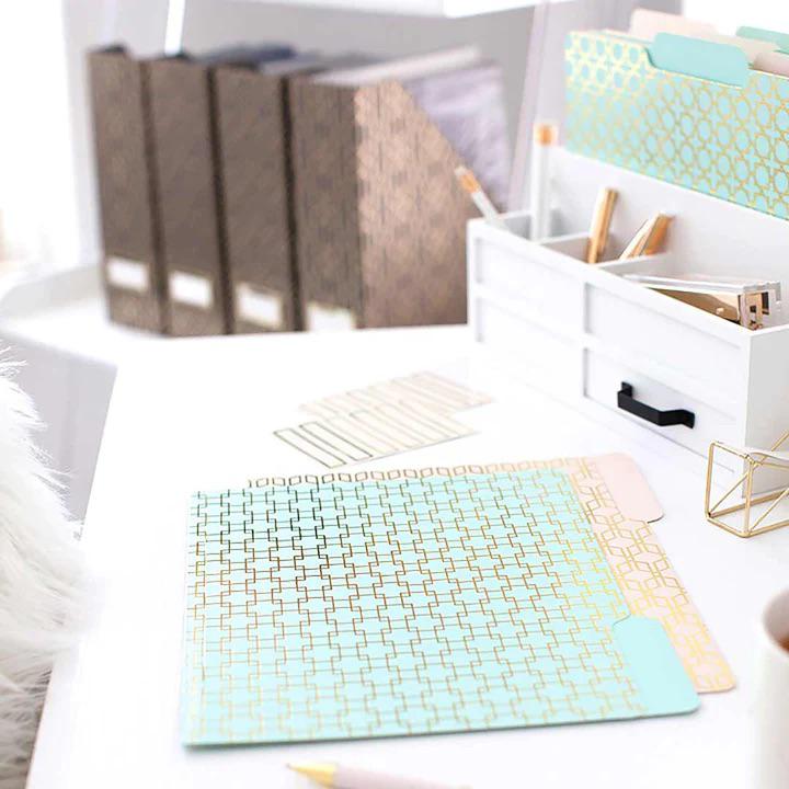 Glam File Folders (Pink, Aqua, Cream)